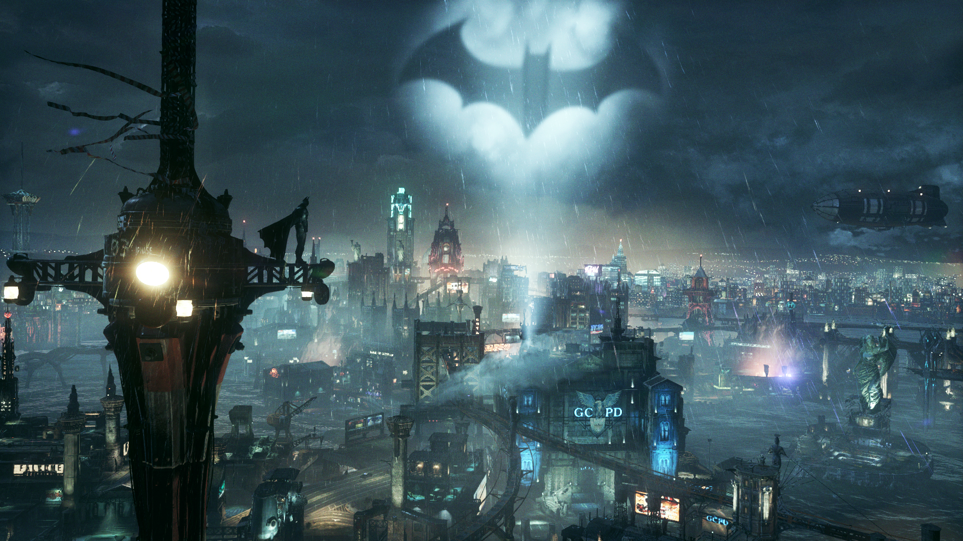 The batsignal goes up over Gotham