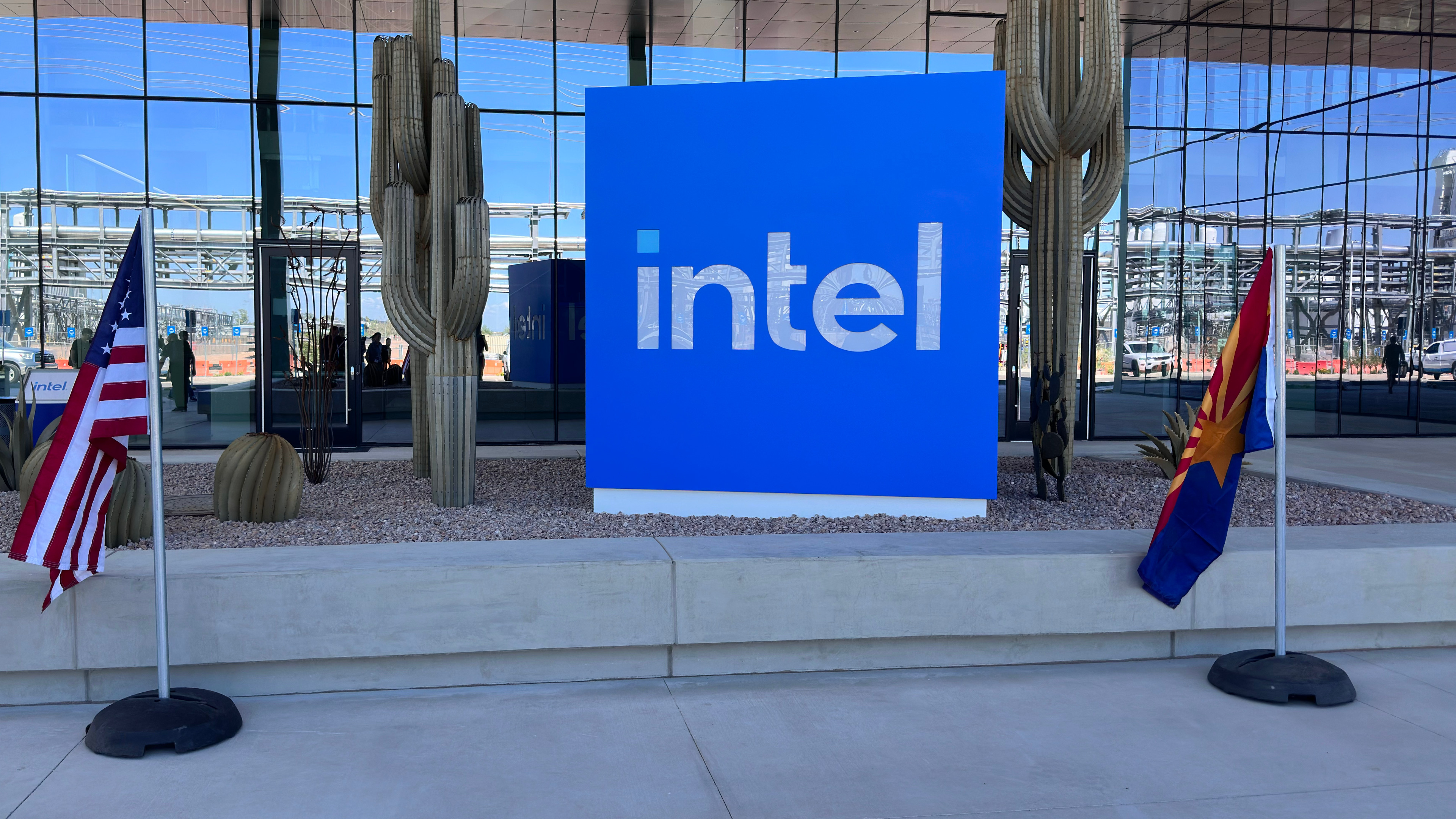 A photo of the main entrance to Intel's foundry in Arizona, US