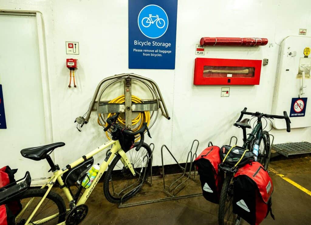Our bikes in the bowels of the BC Ferry to Swartz Bay
