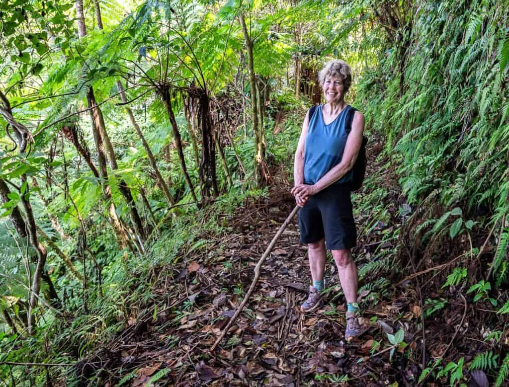 Hiking through the rainforest on slippery trails to "The Source"on Nevis 