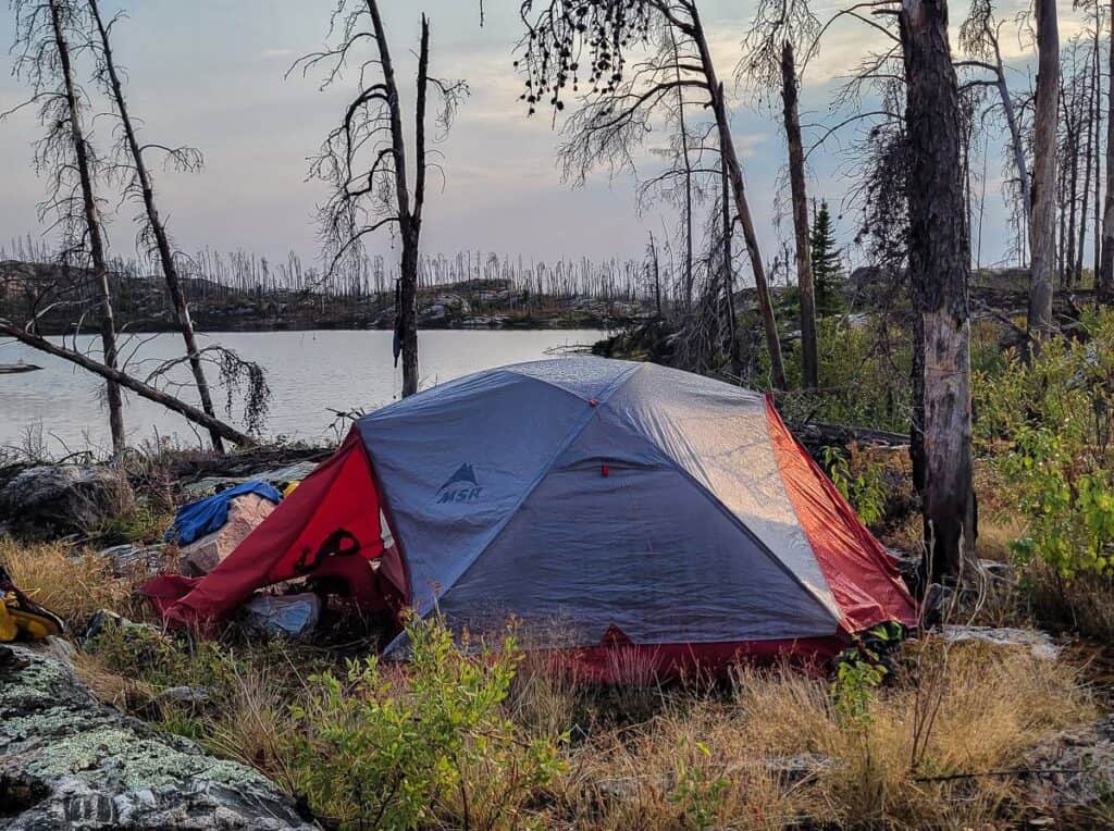 Our MSR Elixir 3-person tent in Woodland Caribou Provincial Park
