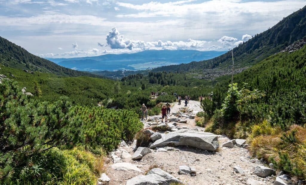 Breaking out of the trees and almost at Waterfall Skok