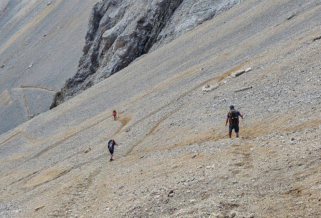 Good scree for a fun fast descent to Rifugio Fuciade