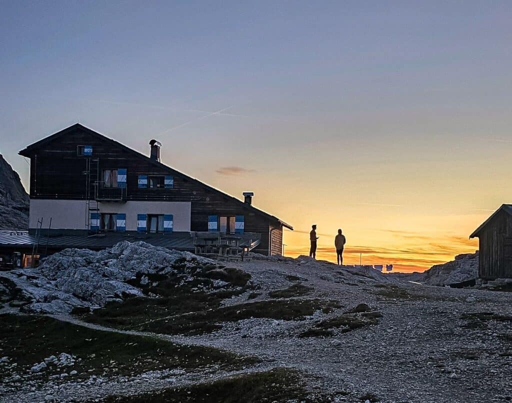 Rifugio Rosetta at sunset