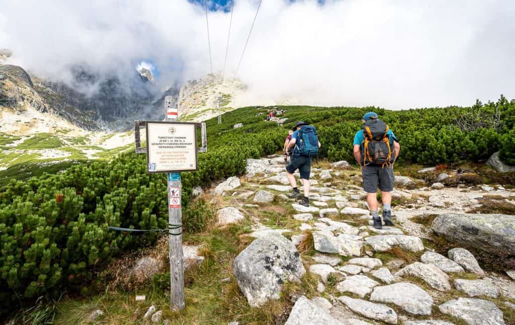 The trail to Zelene Pleso is rocky underfoot so good footwear (not sneakers) is important