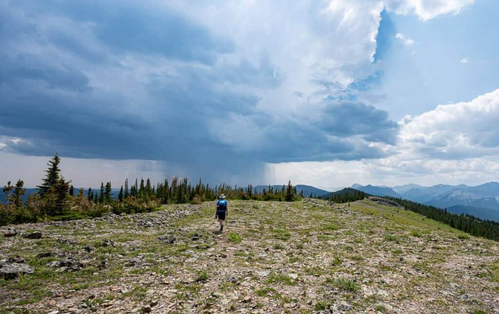 Up on Powderface Ridge in Kananaskis with a threatening storm