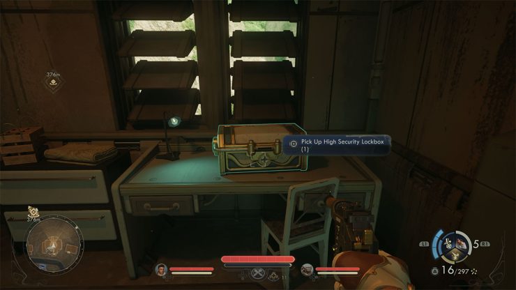 The location of the high security lockbox in the house in Westport