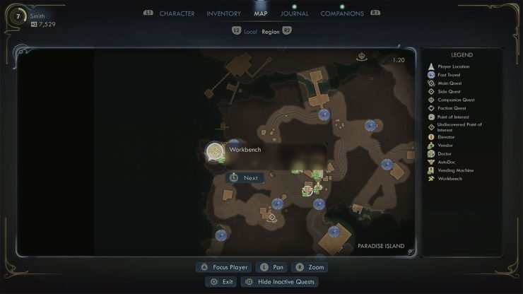 A map showing players where to find the Ministry of Accuracy