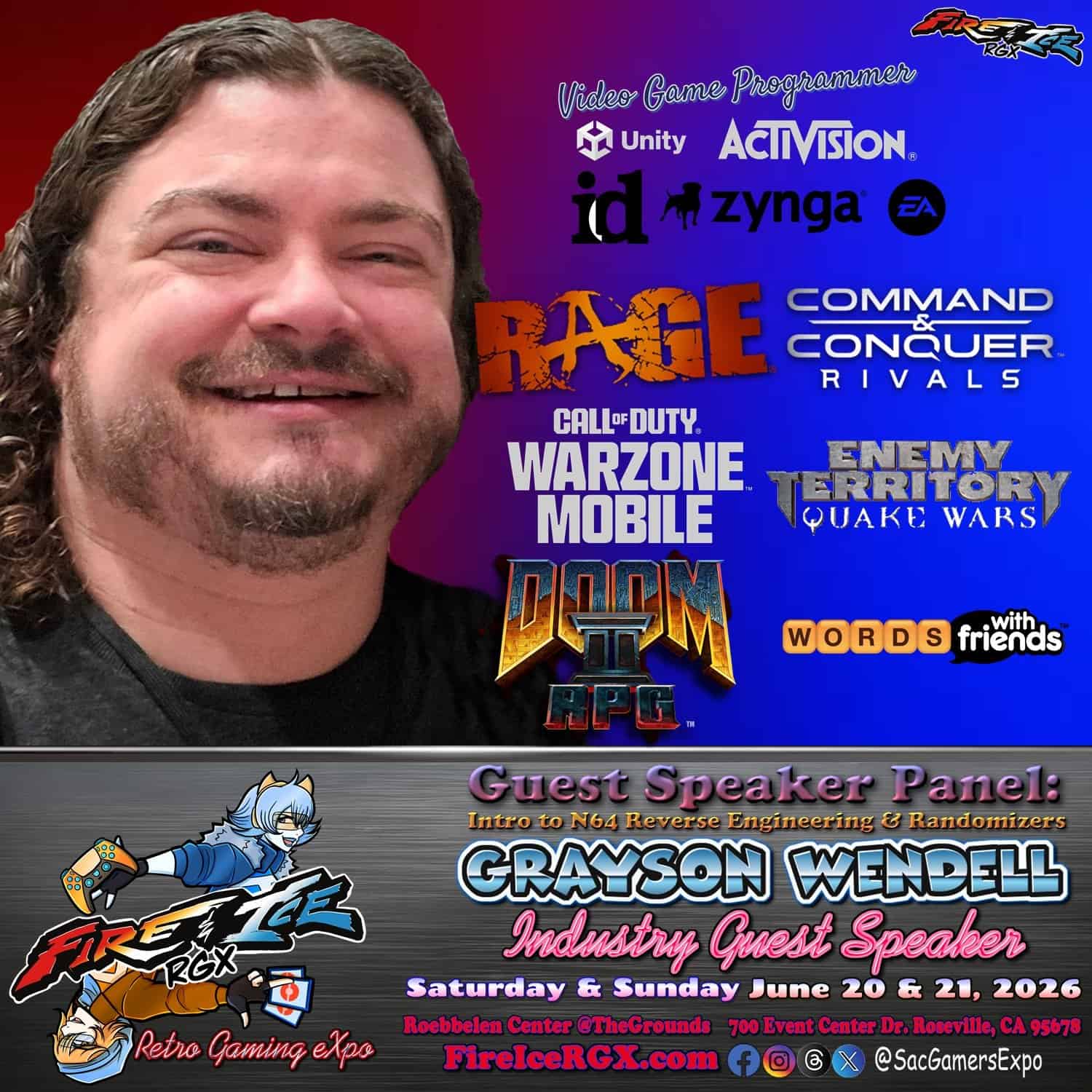 Grayson Wendell Fire & Ice RGX 2026 Guest of Honor - Gamers Heroes