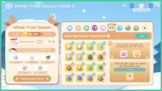 The Onsen Egg Treasure Hunt event page in Heartopia, with all 16 Eggs found.