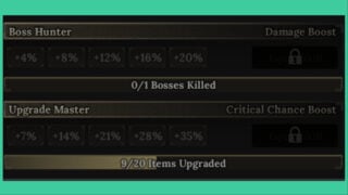 The achievements window in The Forge where you can equip skills. The achievements window in The Forge where you can equip skills.