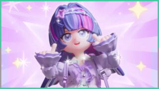 The Twilight inspired outfit in the Heartopia My Little Pony event.