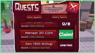 image shows the quest board