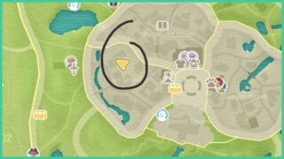 The Heartopia map, with a circle around the location of the piano which you need to interact with to spawn the Dream Bubble.