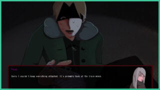 Yeva talking to Gavriil in Vacation Terminal. He looks scared, with shadows across his face as Yeva says "Sorry I couldn't keep everything attached. It's probably back at the train wreck". 