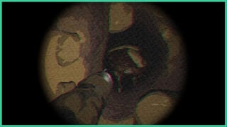 The inside of an ear canal in Tiny Chills Not From Ear. There is a strange insect in the shadows.