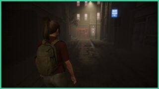 Elena, the main character from Lurking Danger, as she walks down a quiet street, dimly lit by one streetlight. 