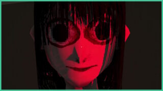 A close up of a character with stringy hair, and wide eyes, shrouded in red light in Channel 4 Midnight.