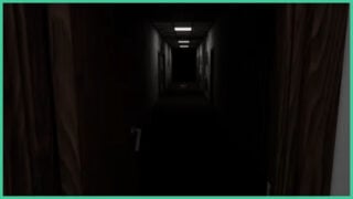A door opens, revealing a dark hallway with very few lights ahead in Me and I.