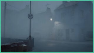 St. Amelia in Silent Hill Townfall, shrouded in mist, with an empty, quiet road. St. Amelia in Silent Hill Townfall, shrouded in mist, with an empty, quiet road.