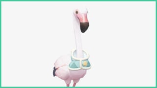 The Winter Greater Flamingo in Heartopia, wearing a blue and white scarf. The Winter Greater Flamingo in Heartopia, wearing a blue and white scarf.