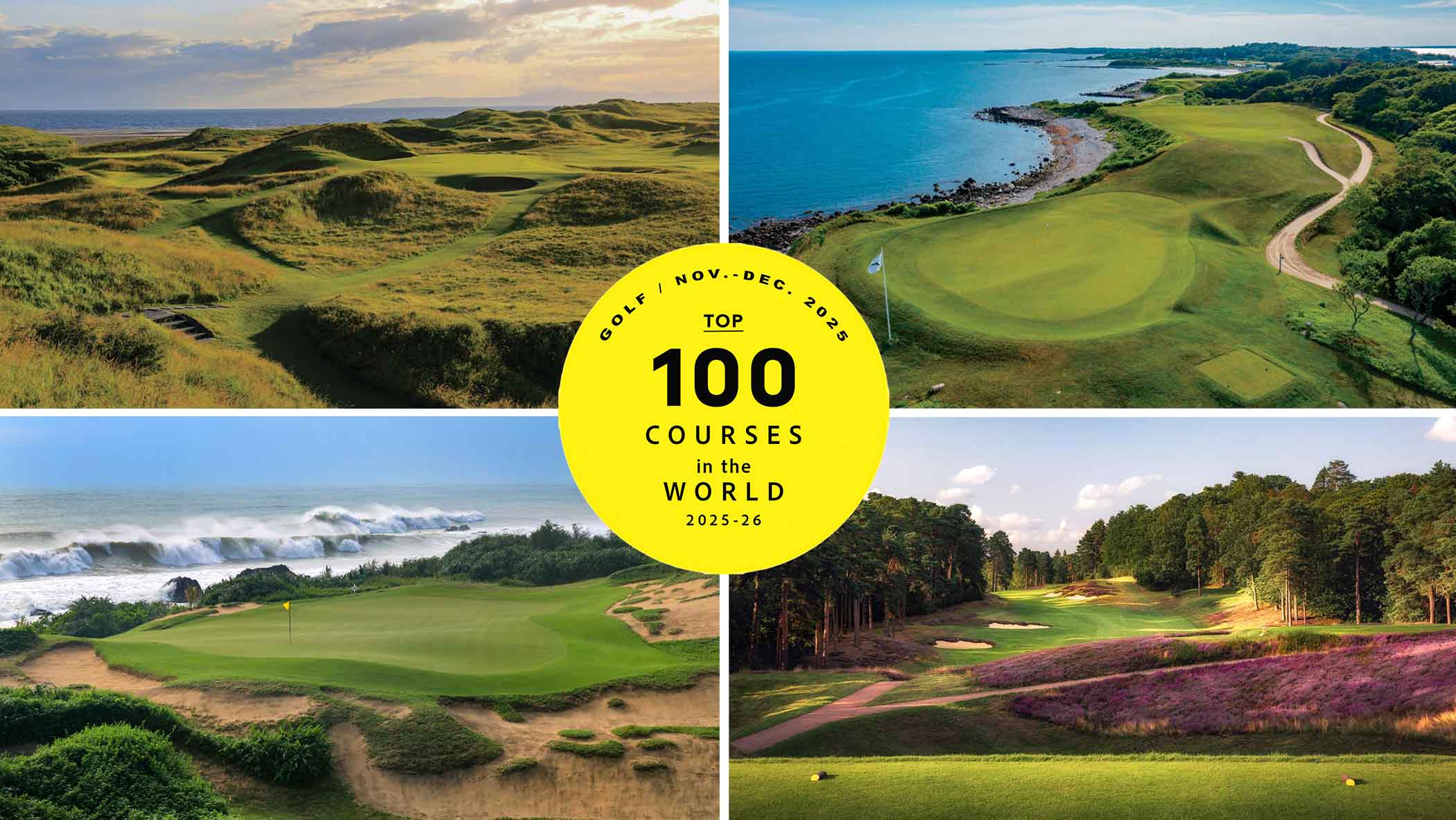 Four images of GOLF's Top 100 golf courses in the world