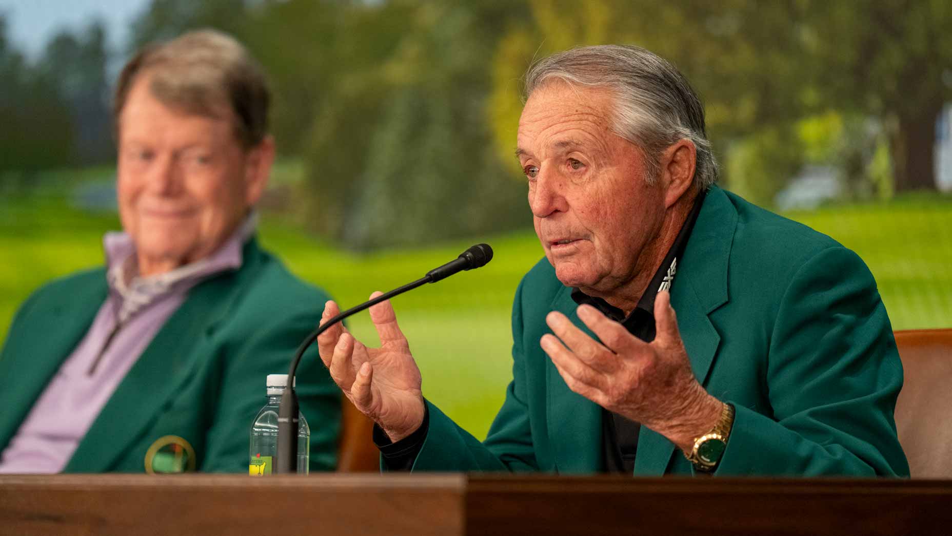 Gary Player addresses the media during the 2025 Masters at Augusta National.