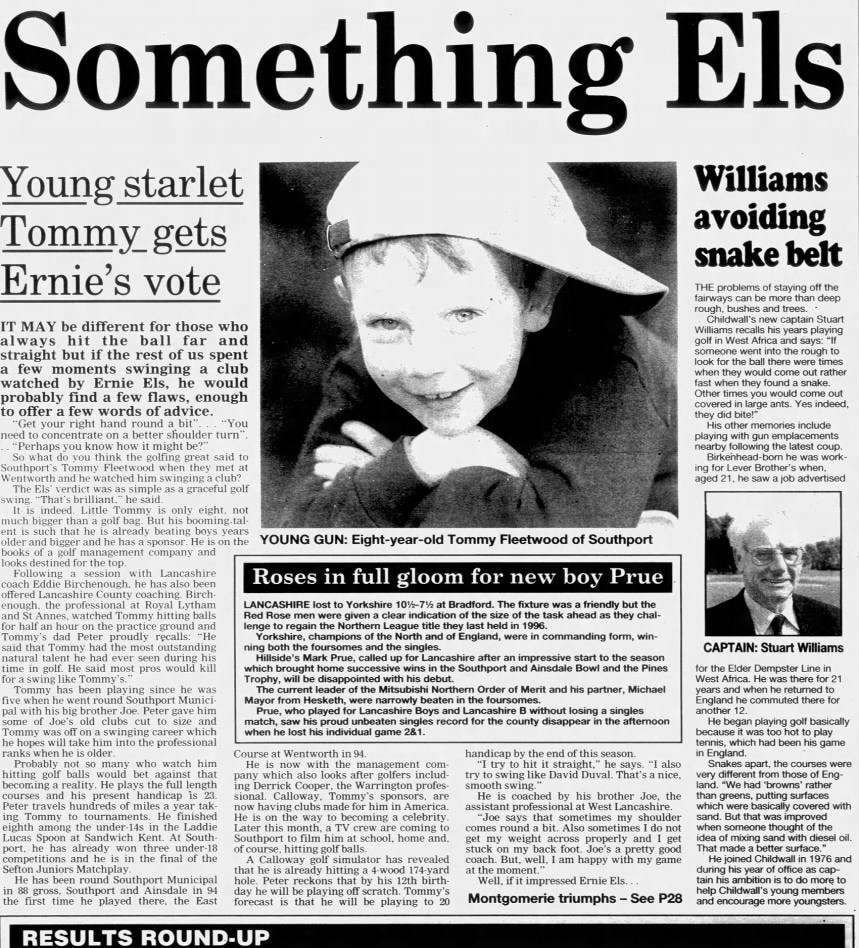 Tommy Fleetwood junior newspaper