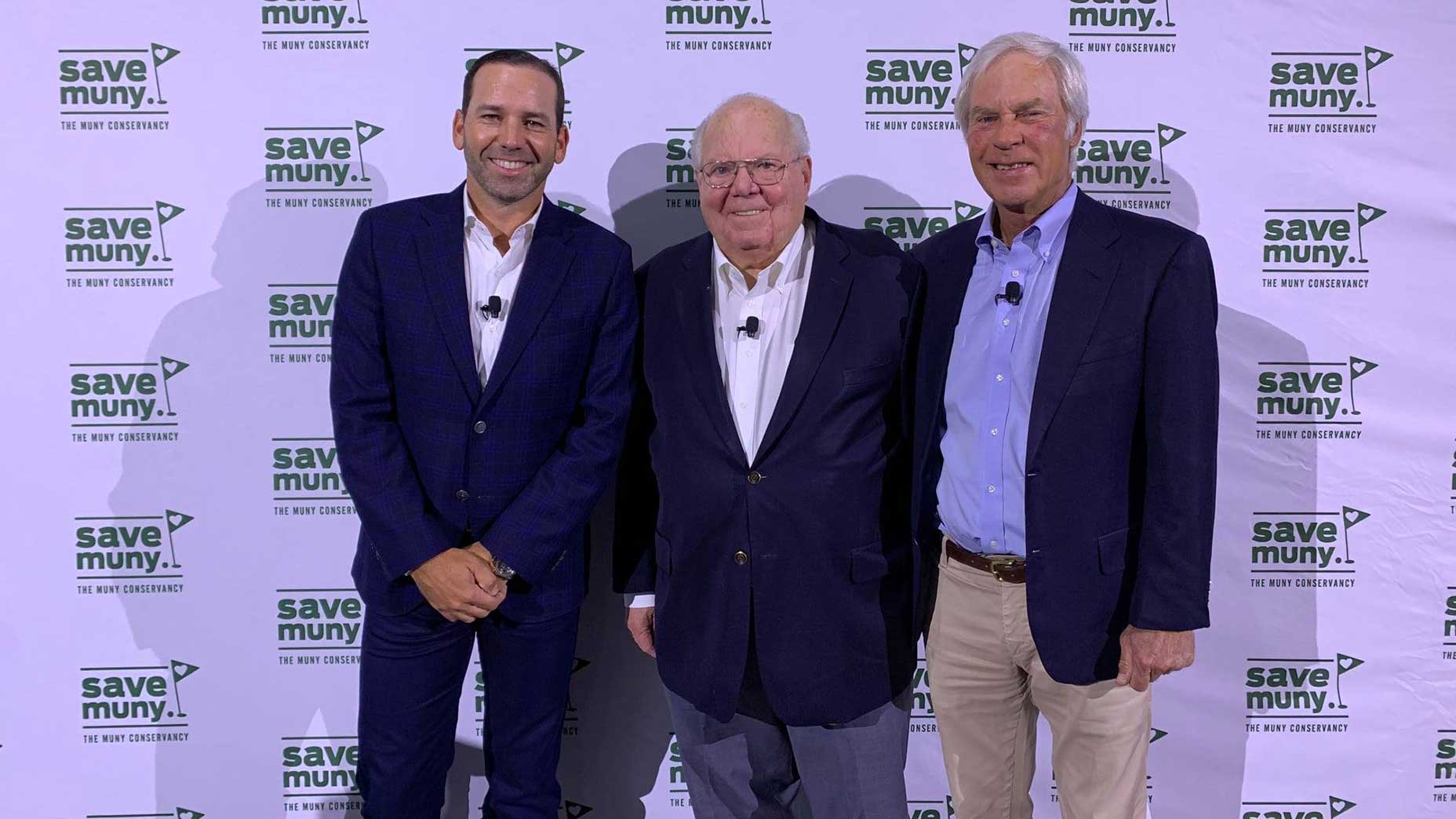 Ben Crenshaw, Verne Lundquist and Sergio Garcia at one of the Muny fundraisers.