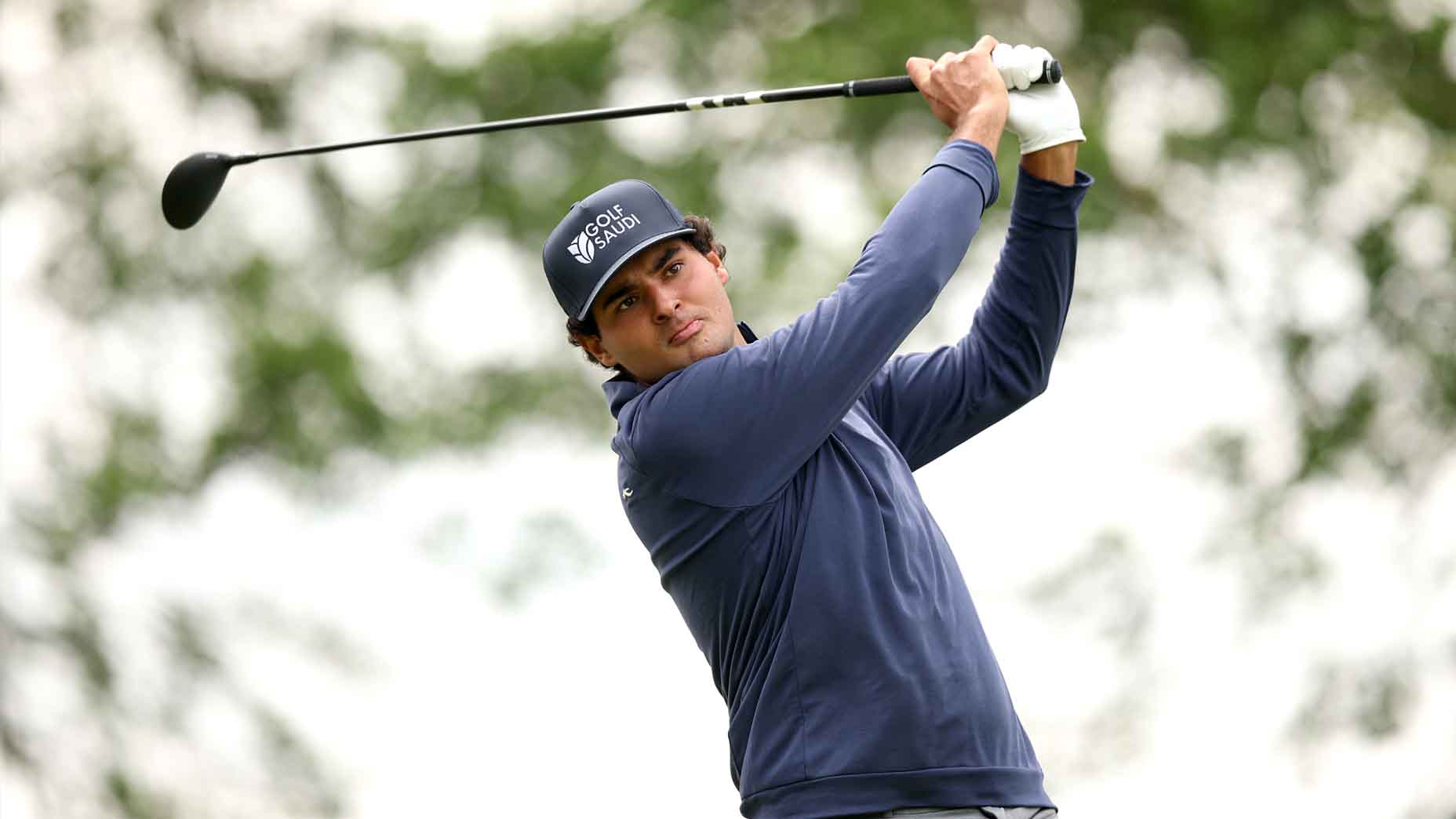 Eugenio Chacarra hits a tee shot during the 2025 Austrian Open