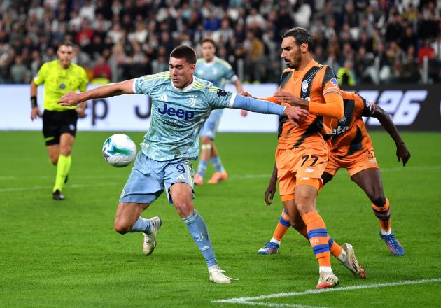 Dusan Vlahovic in action against Atalanta