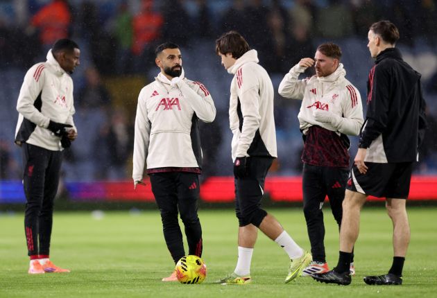Federico Chiesa and Mo Salah during warmups