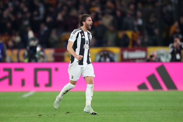 Manuel Locatelli celebrates scoring against Roma