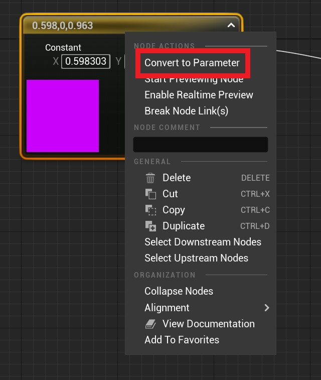 Materials Unreal - 24 - Convert to parameter