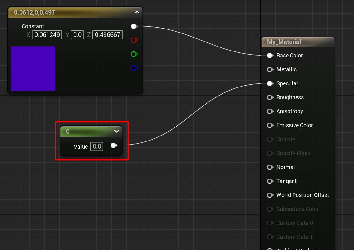 Materials Unreal - 18 - Changing the specular value