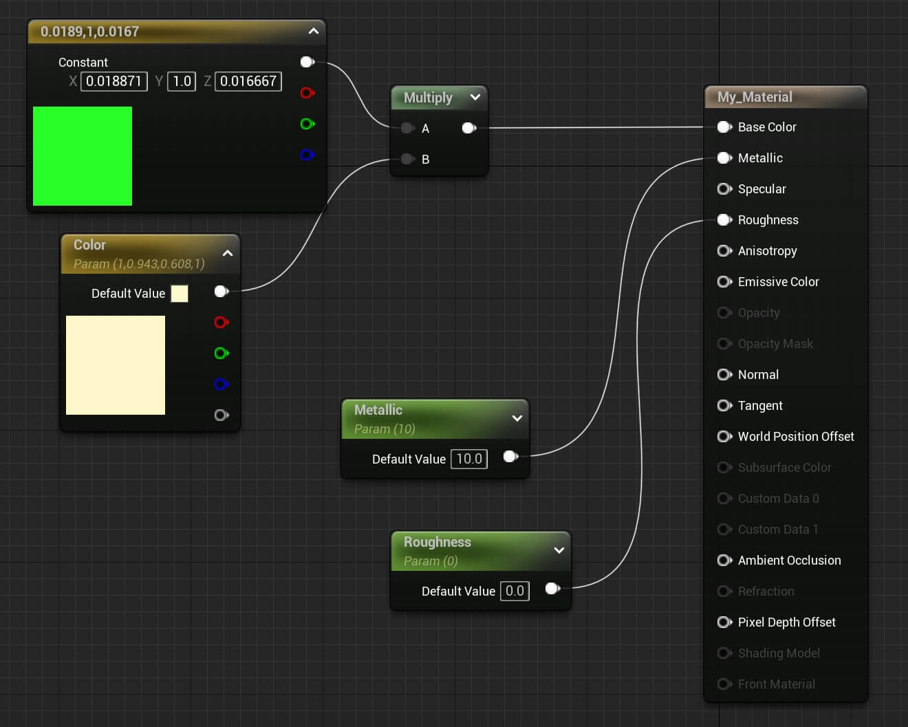 Materials Unreal - 43 - Multiplying color nodes