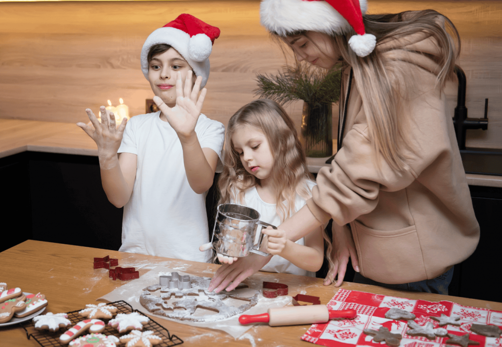 
Children are preparing gingerbread in the kitchen