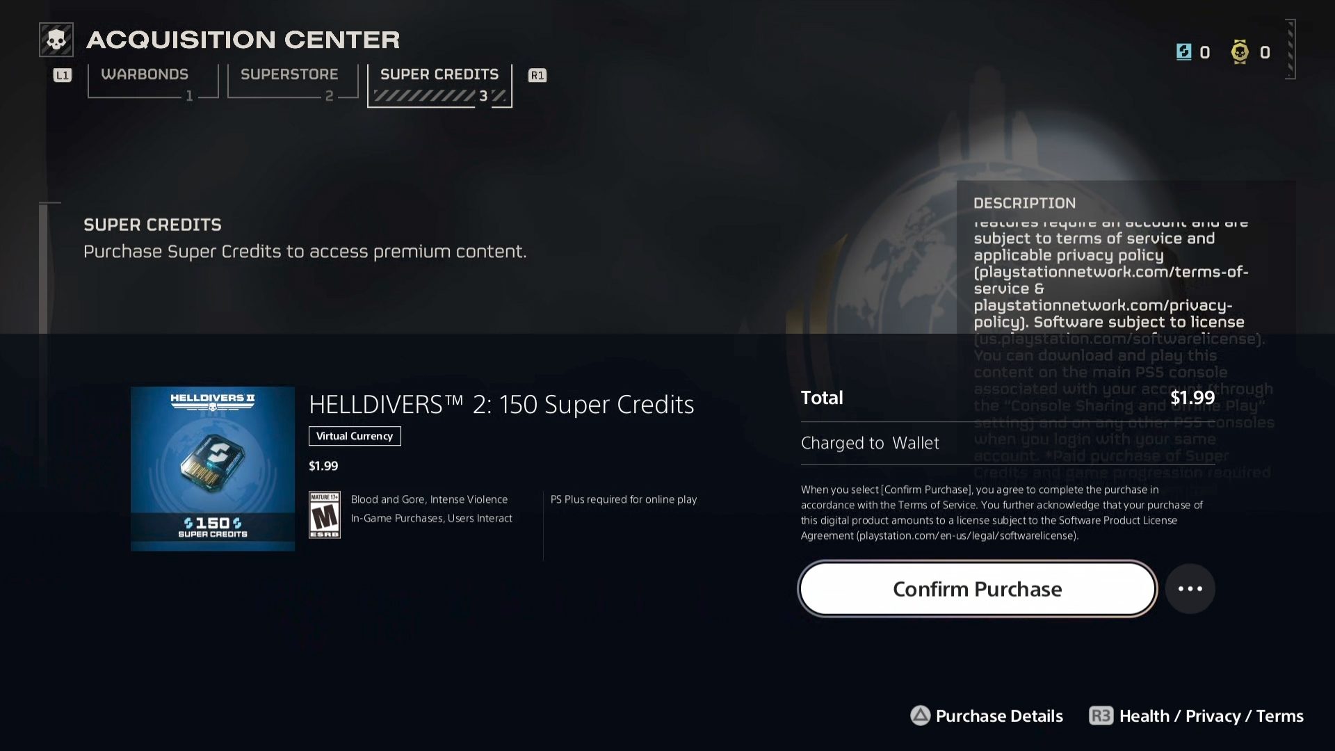PS Portal UI screenshot showing in-game store