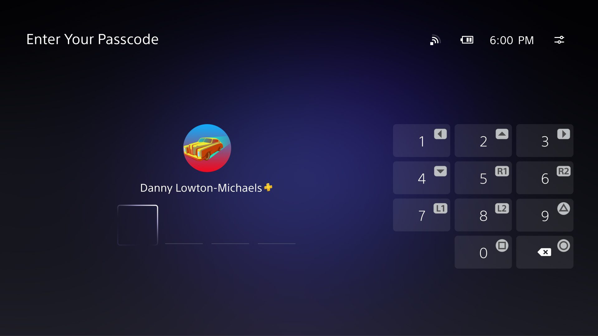 PS Portal UI screenshot showing the Passcode Lock screen