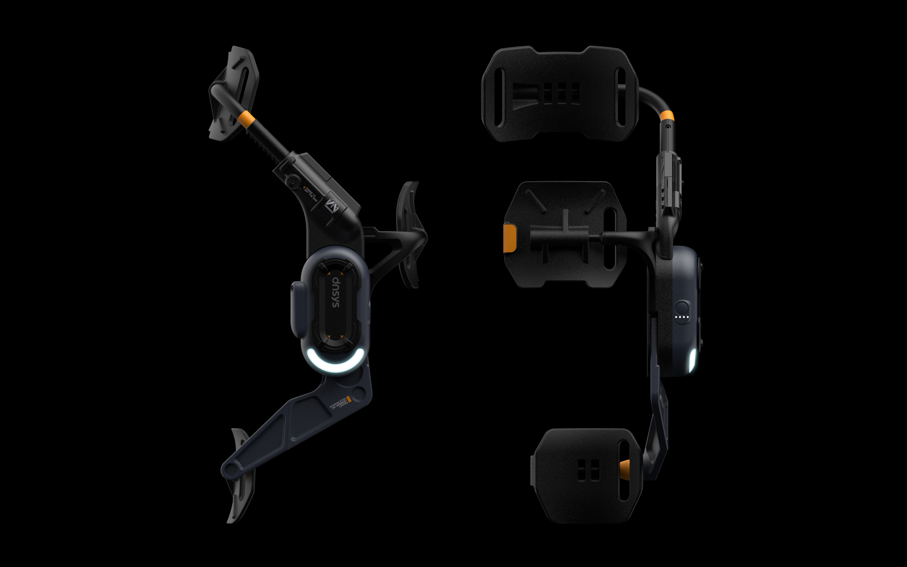 Promotional images of the Death Stranding 2 exoskeleton.