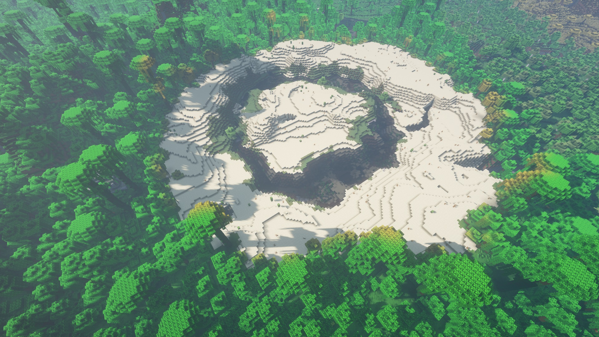 Minecraft seed - A desert biome surrounded by a  river and a jungle.
