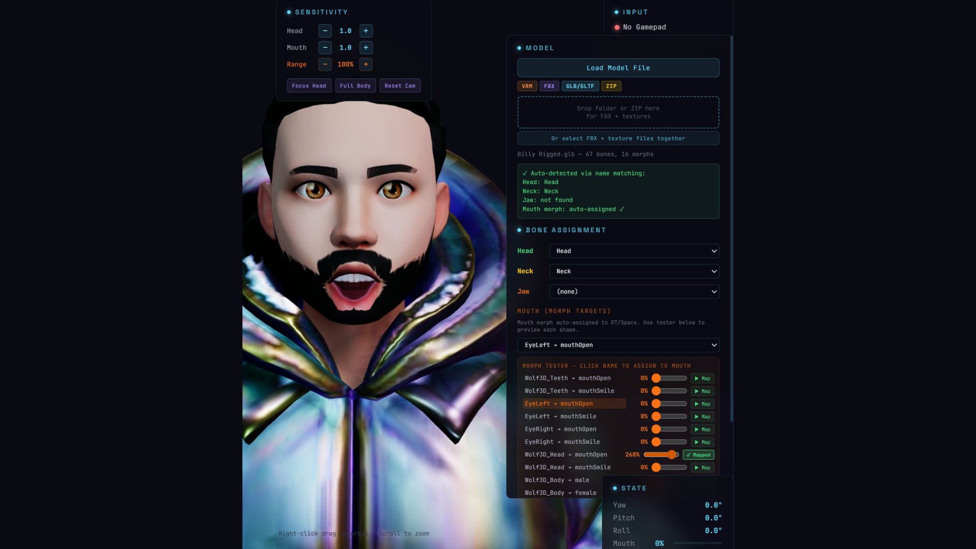A screenshot of a 3D model being used to pass the DIscord age verification system
