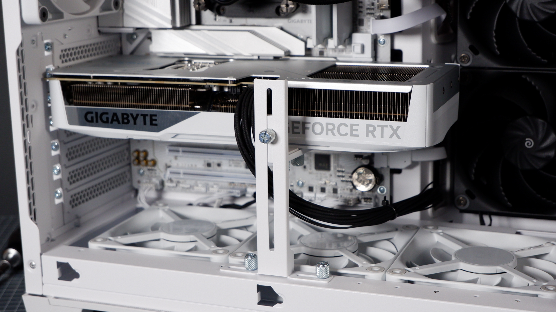 Thermaltake View 390 Air chassis on a desk. We're building a PC into it for testing and comparison with other PC cases.