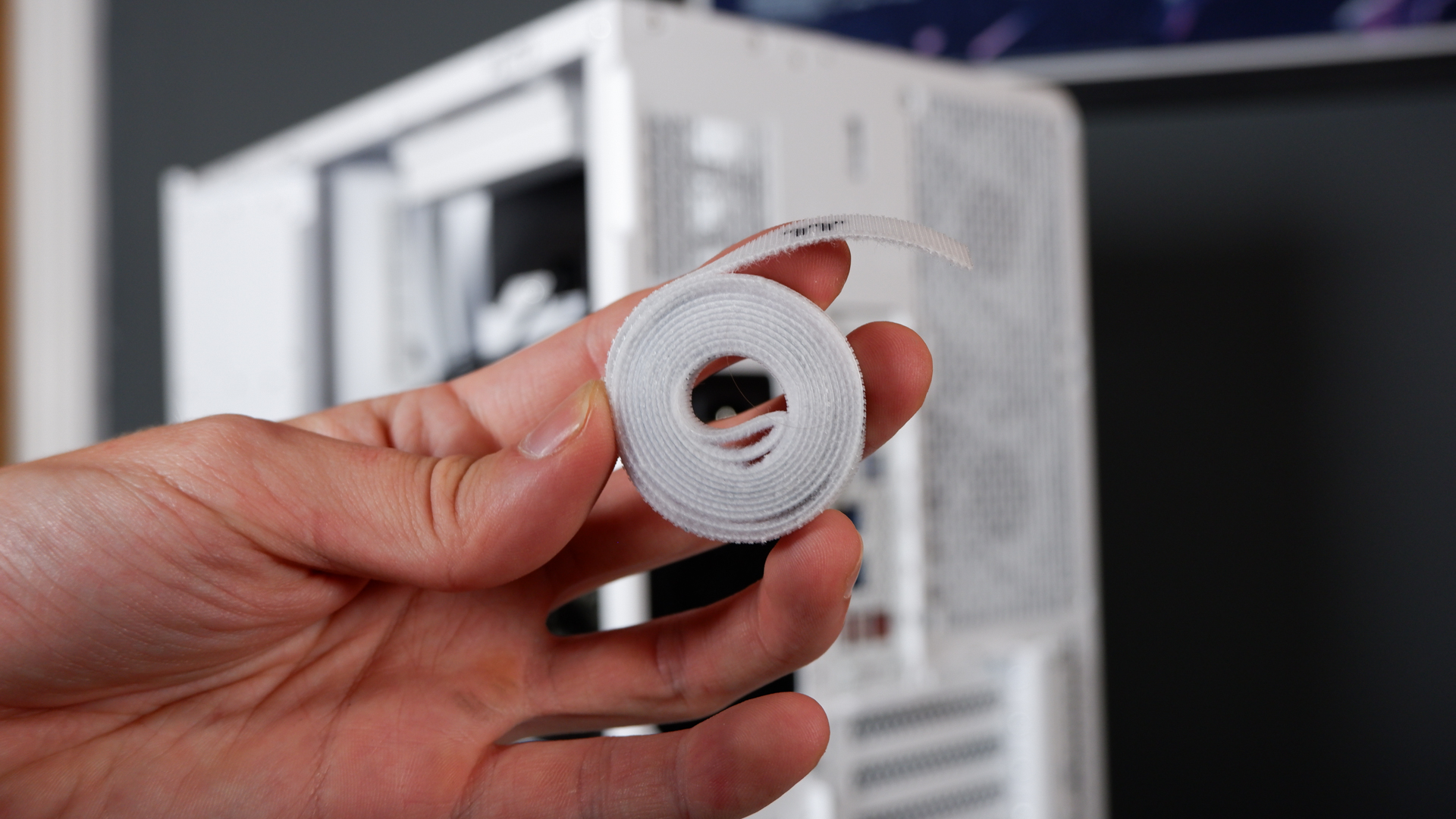 Thermaltake View 390 Air chassis on a desk. We're building a PC into it for testing and comparison with other PC cases.