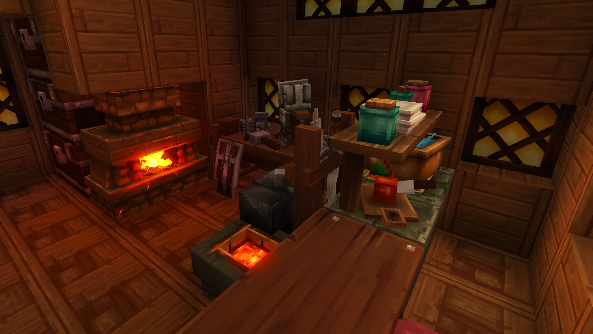 The inside of a Hytale home made with console commands in creative mode