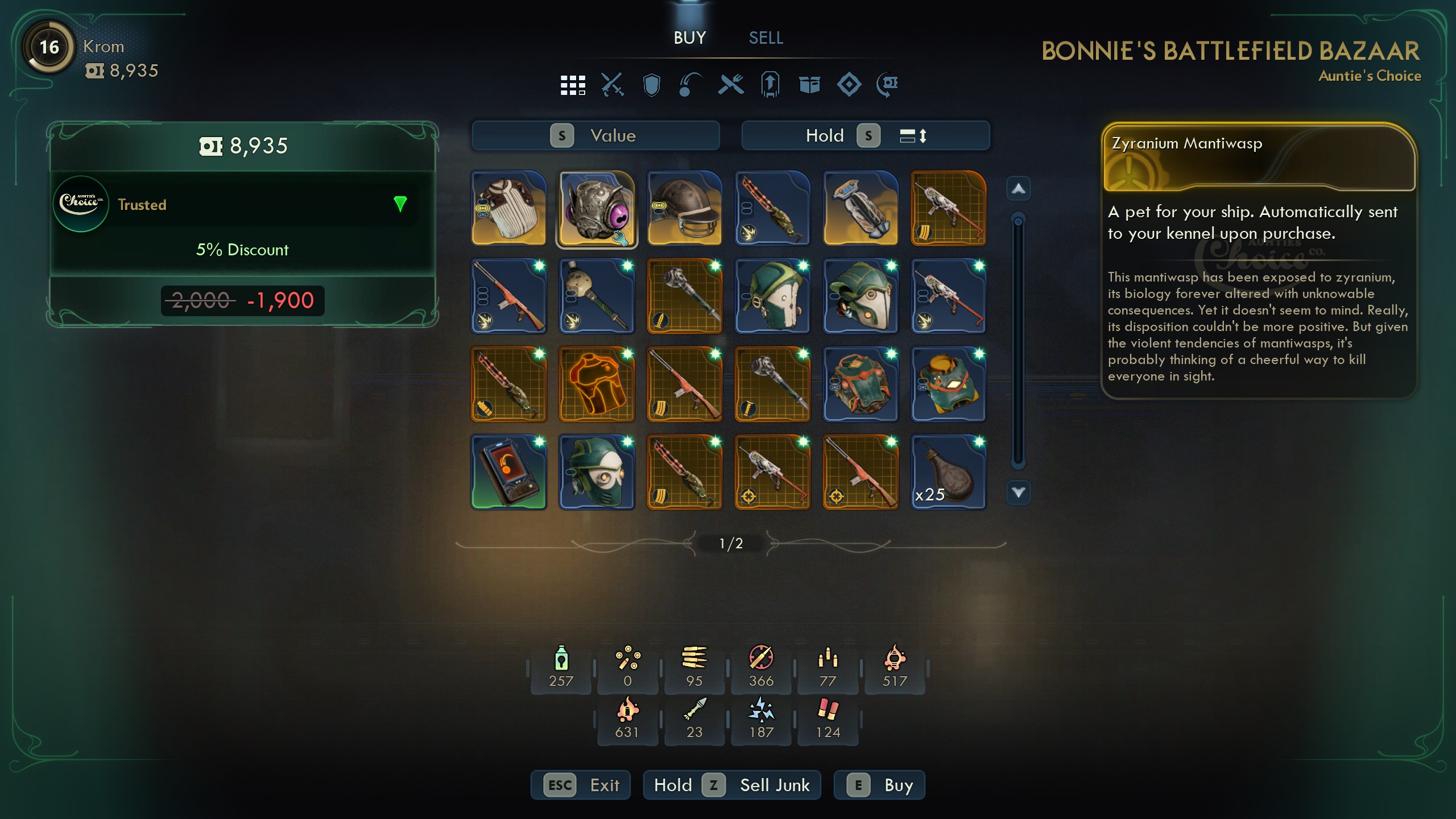 Outer Worlds 2 pet locations - Zyranium Mantiwasp