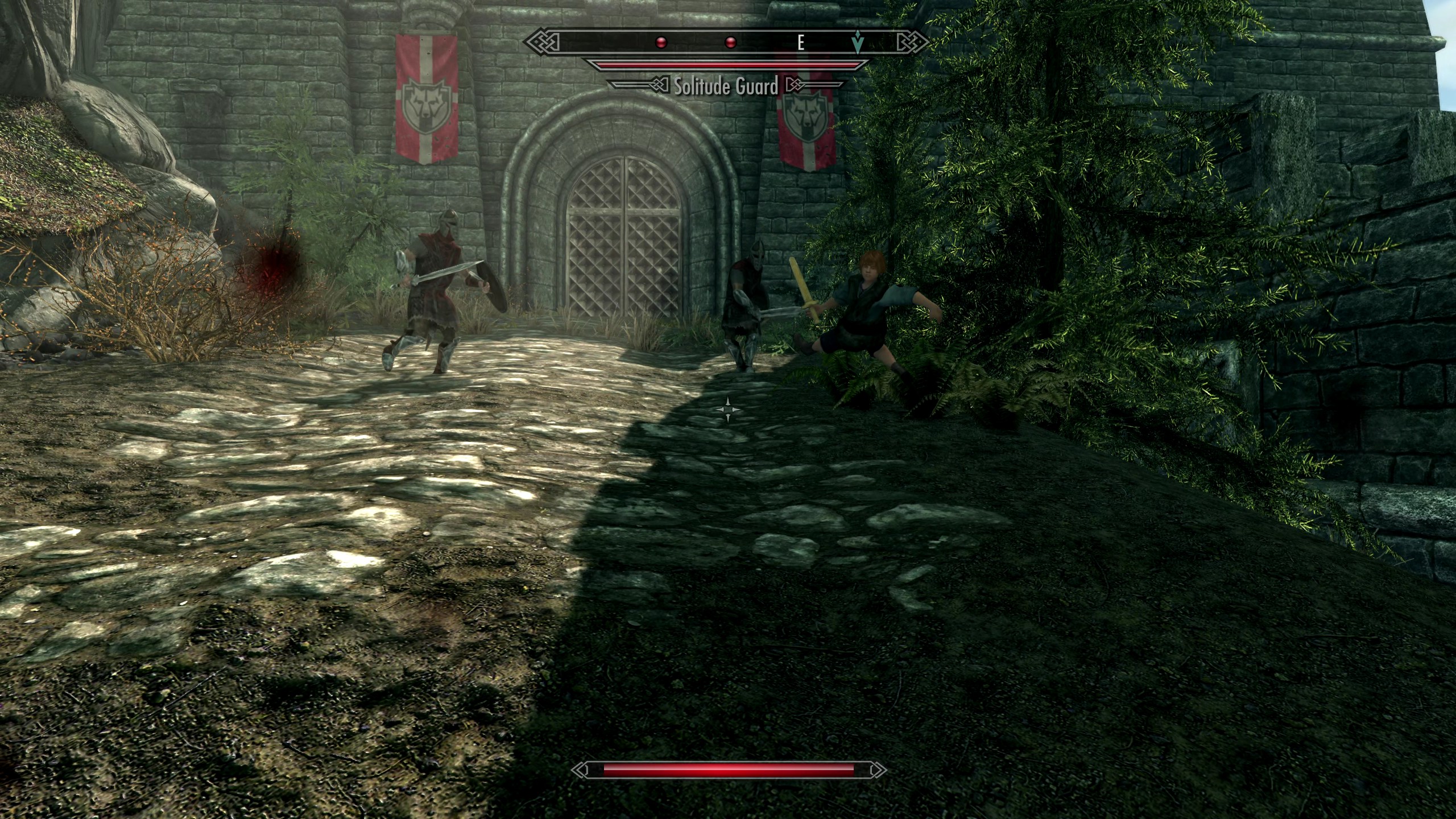 Rufus gets knocked flying by a guard.