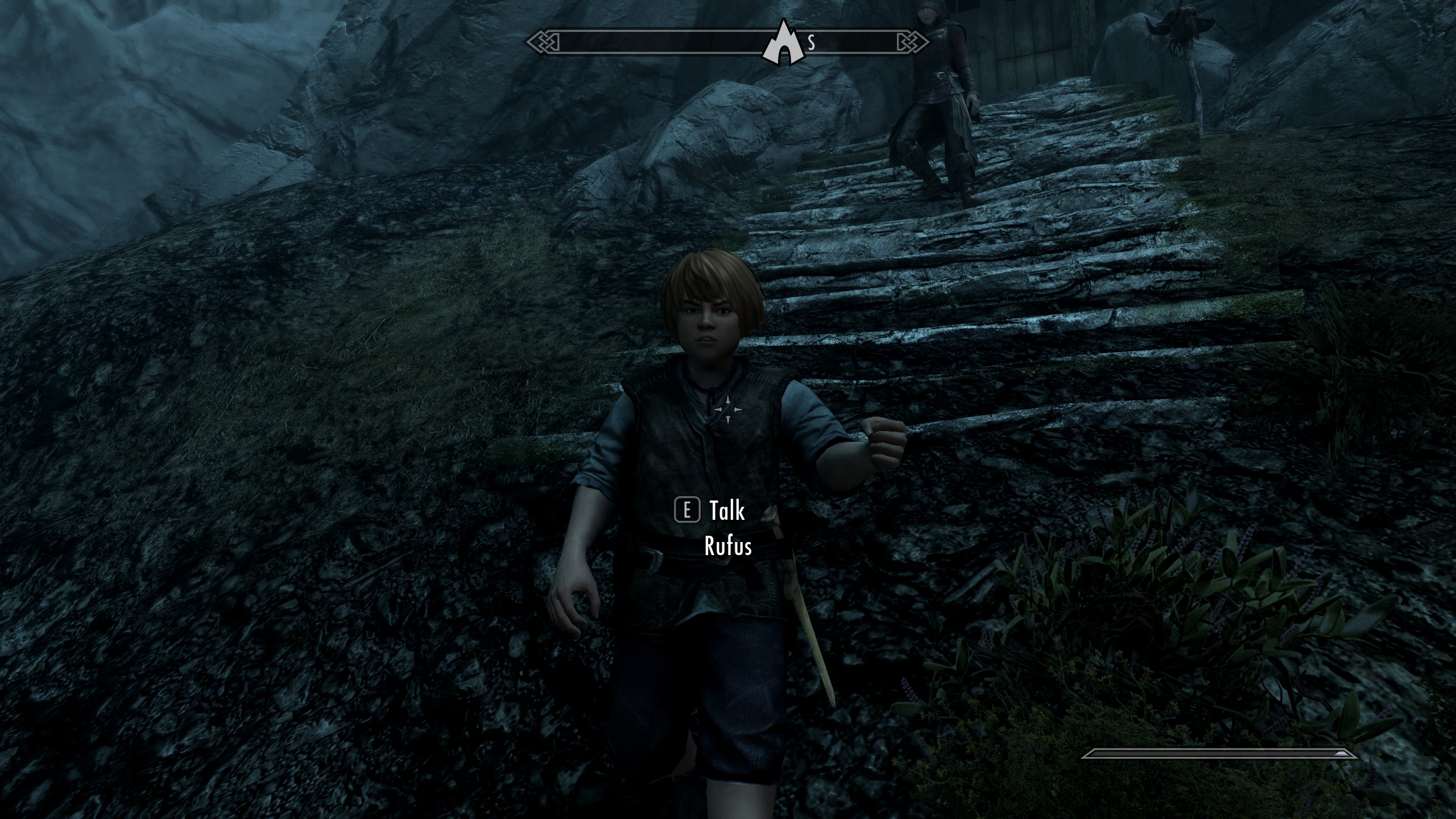 Rufus acts as though he is holding a torch. He is not.