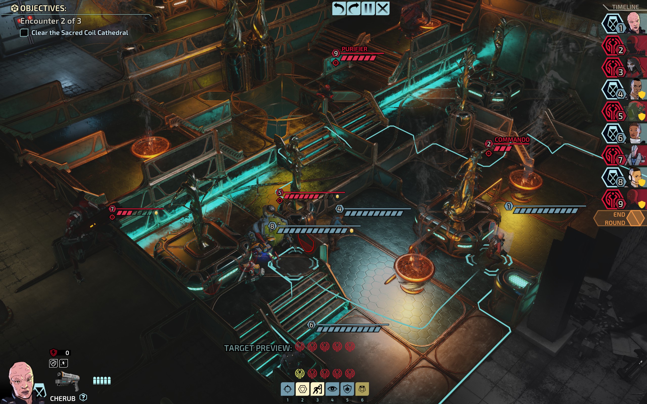 Cherub considers his next move during a firefight in a cathedral