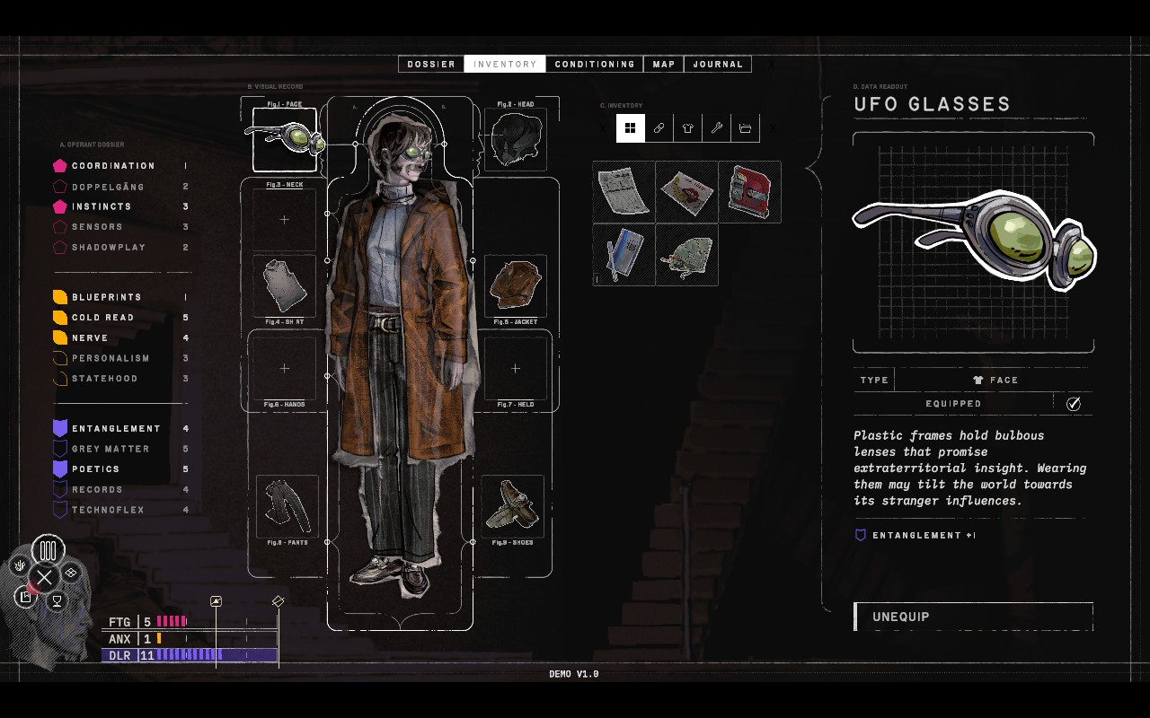 Inventory screen.